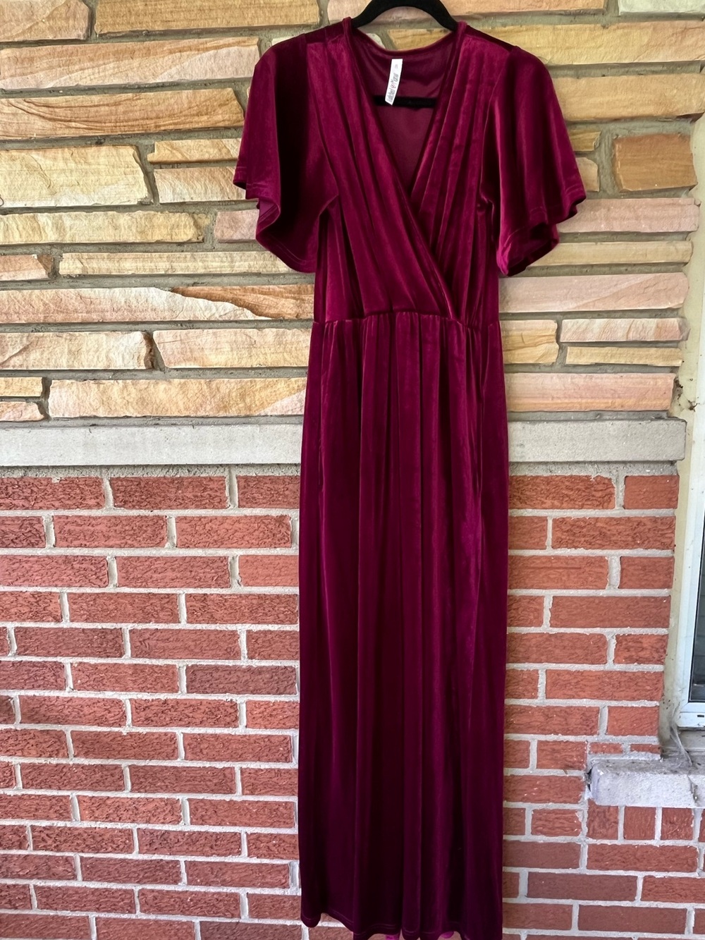 Latched Mama Nursing Velvet Maxi Dress in Burgundy